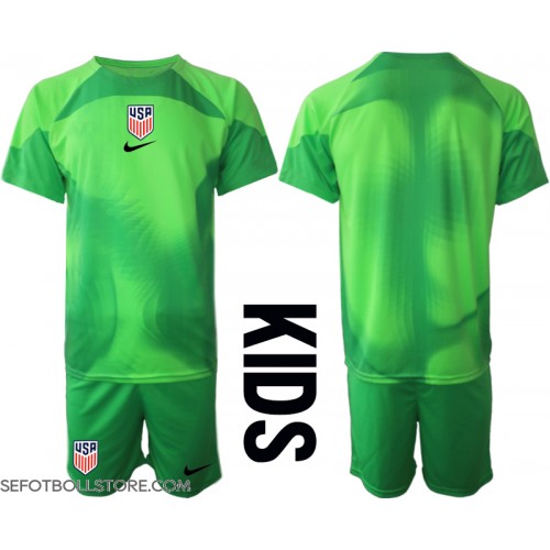 Förenta staterna Målvakt Replika babykläder Bortaställ Barn VM 2022 Kortärmad (+ korta byxor)